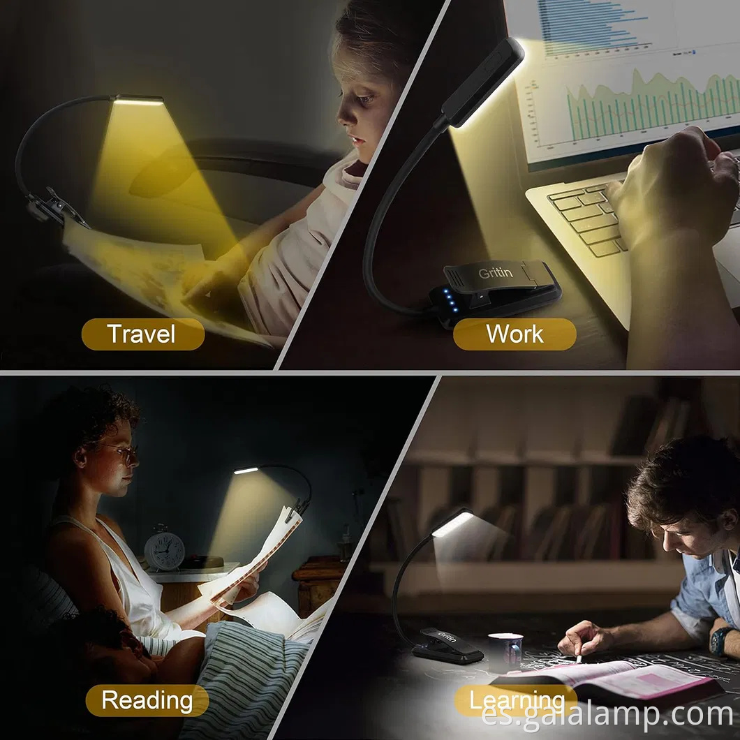 Luz de libro recargable con 3 temperaturas de color y atenuación sin pasos